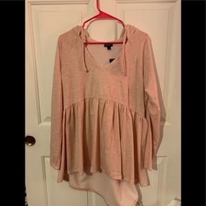 Torrid Pink Babydoll Hooded Sweatshirt Size 1 NWT
